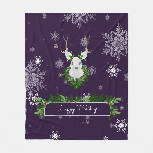 Lila Rentier Fleece Blanket (Vorderseite)