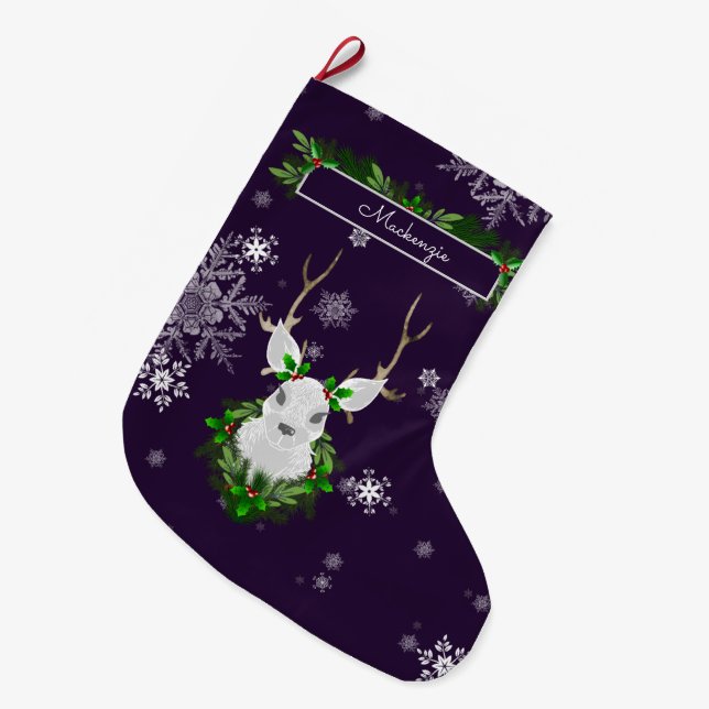 Lila Rentier-Strumpf Großer Weihnachtsstrumpf (Vorderansicht (hängend))