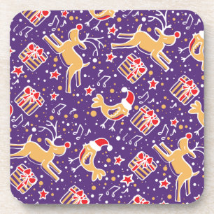 Lila Rentiervogel-Set von 6 Untersetzer