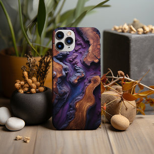 Lila Resin- und Burlholzdesign Case-Mate iPhone Hülle