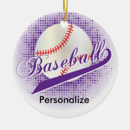 Lila Retro Baseball-Art Keramikornament