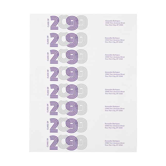 Lila Retro Big Numbers-Klasse (Bogen)