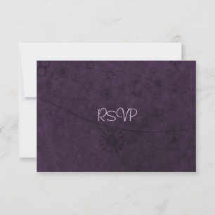 Lila Retro-Blume und Schmetterlinge Abstrakt RSVP Karte