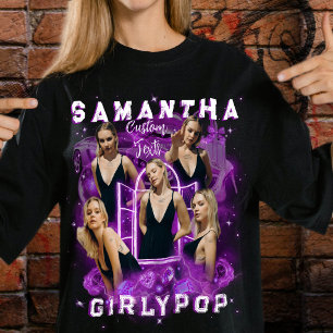 Lila Retro-Bootleg-Rap-Streetwear-T-Shirt nach Maß T-Shirt
