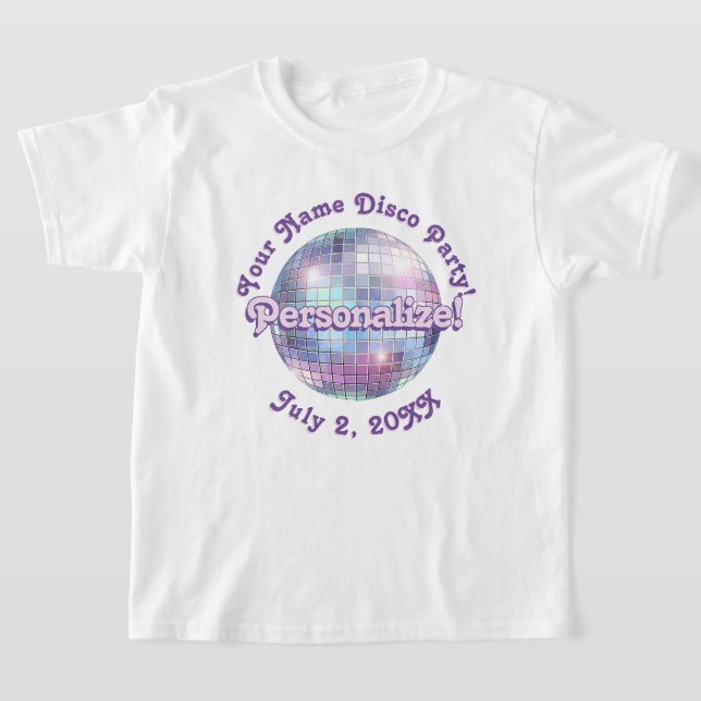 Lila Retro Disco Ball PERSONALISIERTER T - Shirt (Ablage )