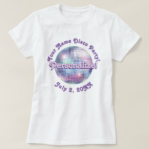 Lila Retro Disco Ball PERSONALISIERTER T - Shirt
