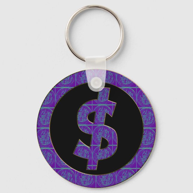 LILA RETRO-DOLLAR-SIGN SCHLÜSSELANHÄNGER (Vorderseite)
