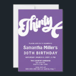 Lila Retro Groovy 30. Geburtstag Party Einladung<br><div class="desc">Lila Retro Groovy 30. Geburtstagsfeier Party Einladung</div>