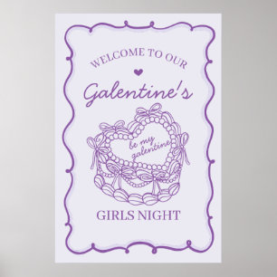 Lila Retro Herz Coquette Kuchen Galentine Herzlich Poster