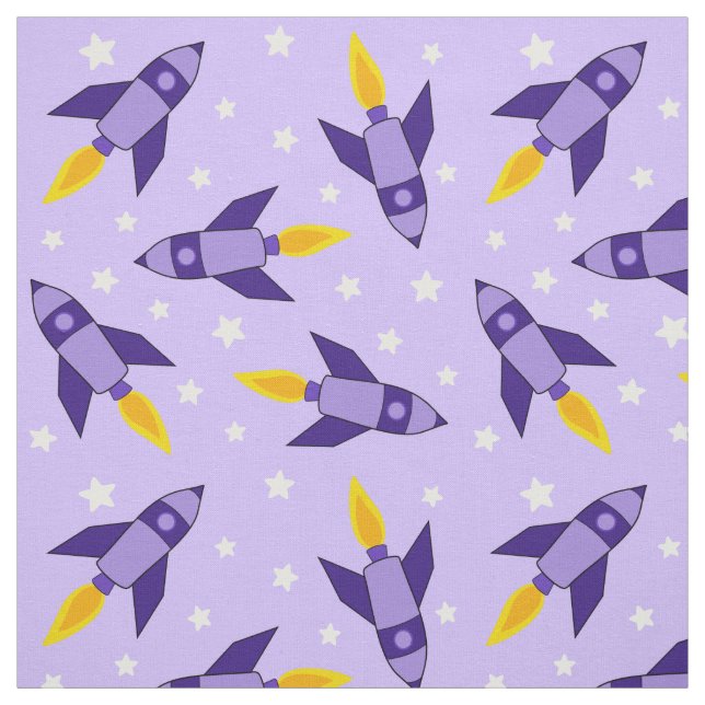 Lila Retro-Raketengewebe Stoff (Muster)
