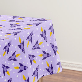 Lila Retro-Raketentablett Tischdecke
