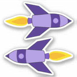 Lila Retro Rocket Vinyl Stickers Aufkleber
