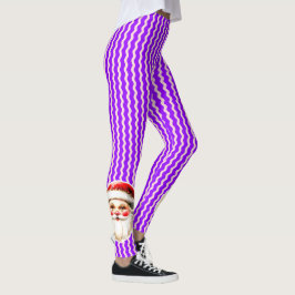 Lila Retro Santa Claus Lila Ric Rac Weihnachten Leggings