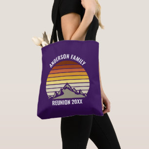 Lila Retro-Sonnenuntergang-Berg Personalisiert Tasche