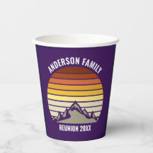 Lila Retro-Sonnenuntergang-Berg-Personalisierte Pa