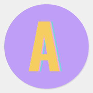 Lila Retro Typografie Monogramm Runder Aufkleber
