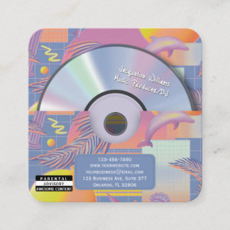 Lila Retro Vaporwave Musikproduzent CD DJ Quadratische Visitenkarte