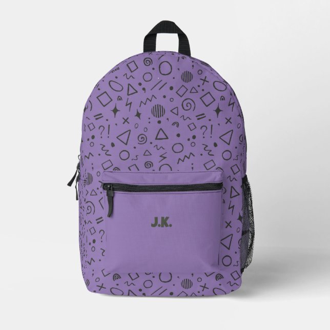 lila Retromuster Bedruckter Rucksack (Vorderseite)