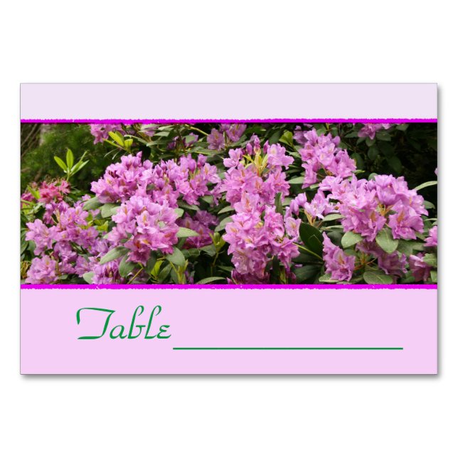 Lila Rhododendron Tablecard Tischnummer (Vorderseite)