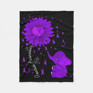 Lila Ribbon Daisy Blume Elephant Überdosierung Awa Fleecedecke