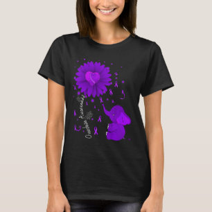 Lila Ribbon Daisy Blume Elephant Überdosierung Awa T-Shirt