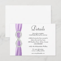 Lila Ribbon Diamond Unendlichkeit Hochzeitsdetails