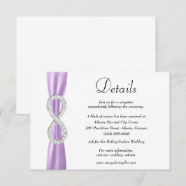 Lila Ribbon Diamond Unendlichkeit Hochzeitsdetails Begleitkarte