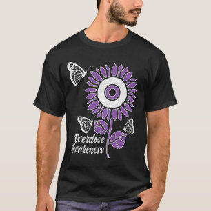 Lila Ribbon Sonnenblumen Schmetterling Überdosieru T-Shirt