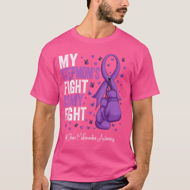 Lila Ribbon Stepmutter Chiari Malformation Aware T-Shirt (Vorderseite)