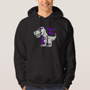 Lila Ribbon Trex Dino Epilepsie Bewusstsein Kinder Hoodie