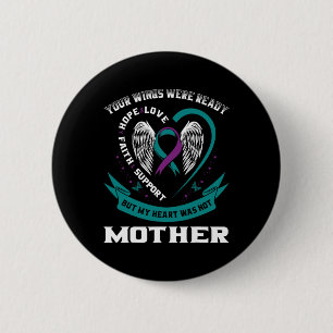 Lila Ribbon Wings Suizid Awareness Prevention Button