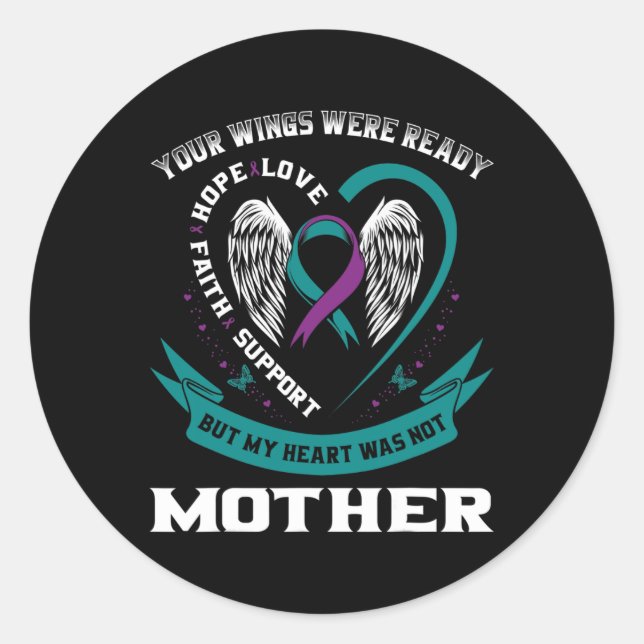 Lila Ribbon Wings Suizid Awareness Prevention Runder Aufkleber (Vorderseite)
