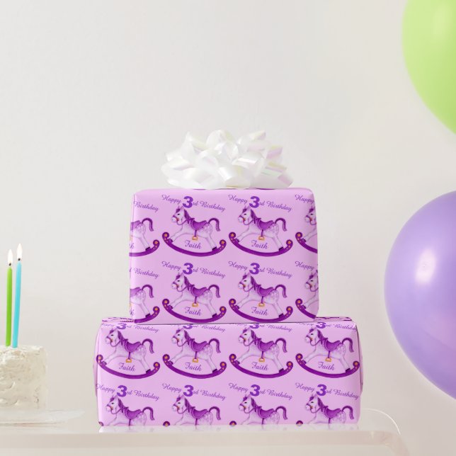 Lila Rockpferd Geschenkpapier (Partygeschenke)