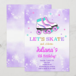 Lila Roller Skate Geburtstagseinladung Einladung