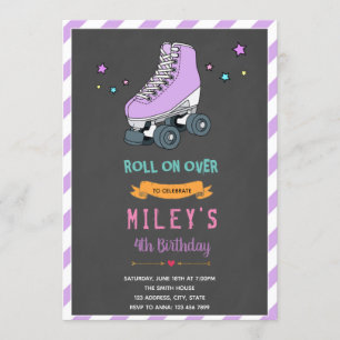 Lila Roller-Skate-Party Einladung