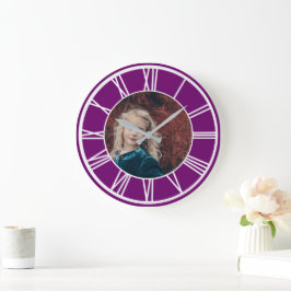 Lila römische Grenze, um Foto rund hinzuzufügen Große Wanduhr