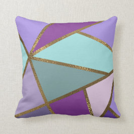 Lila rosa Aquamarin Türkis & Bronze Gold Geometrie Kissen