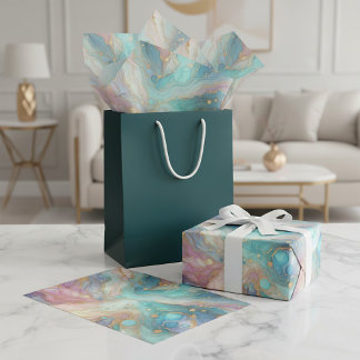 Lila rosa Aquamarines Aqua Blue Gold Marmor Seidenpapier
