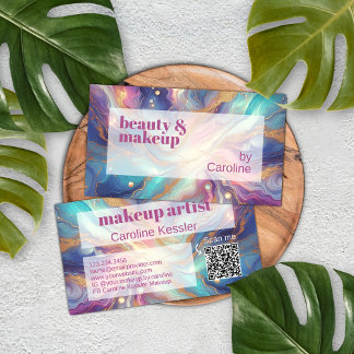 Lila rosa Aquamarines Aqua Blue Gold Marmor Visitenkarte