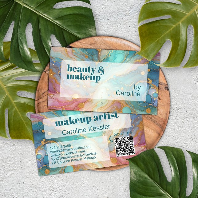 Lila rosa Aquamarines Aqua Blue Gold Marmor Visitenkarte (Von Creator hochgeladen)