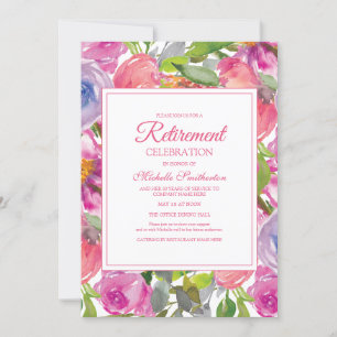 Lila Rosa Aquarell Wildblumen Ruhestand Einladung