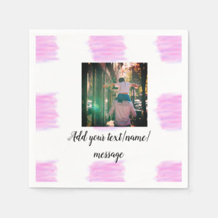 Lila rosa Aquarellfarbe Vater Sohn Vater hinzufüge Serviette