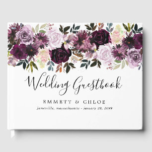 Lila Rosa Aquarellfarben Rose Blumenzehen Gästebuch