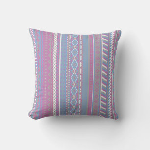 Lila rosa Azteken Reversible Streifen Kissen