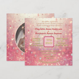 Lila Rosa Beerenkarte Imitate Glitzer Einladung
