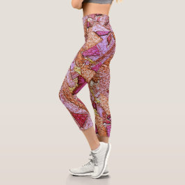 Lila rosa bemalte Vulkansteine Capri Leggings