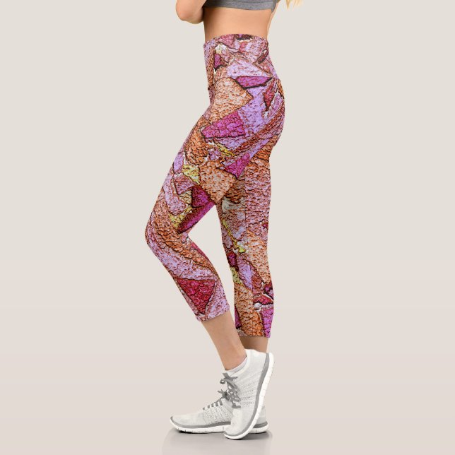 Lila rosa bemalte Vulkansteine Capri Leggings (Links)