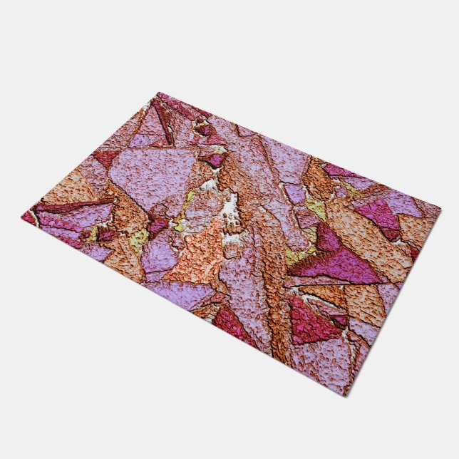 Lila rosa bemalte Vulkansteine zeichnend Fußmatte (Schrägansicht)