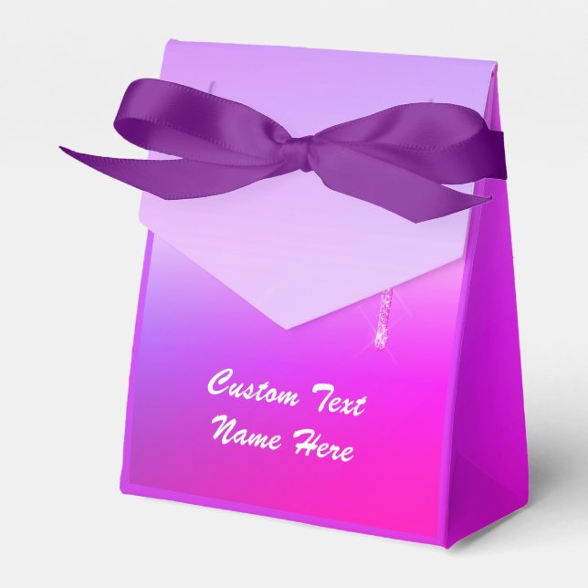 Lila rosa benutzerdefinierter Textname Vorzug Box- Geschenkschachtel (Vorderseite)