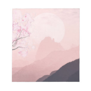 Lila Rosa Berge und Sonnenhorizont  Notizblock